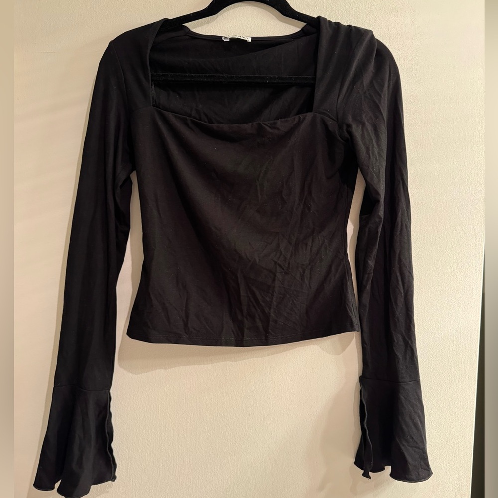Reformation square neck bell sleeve top